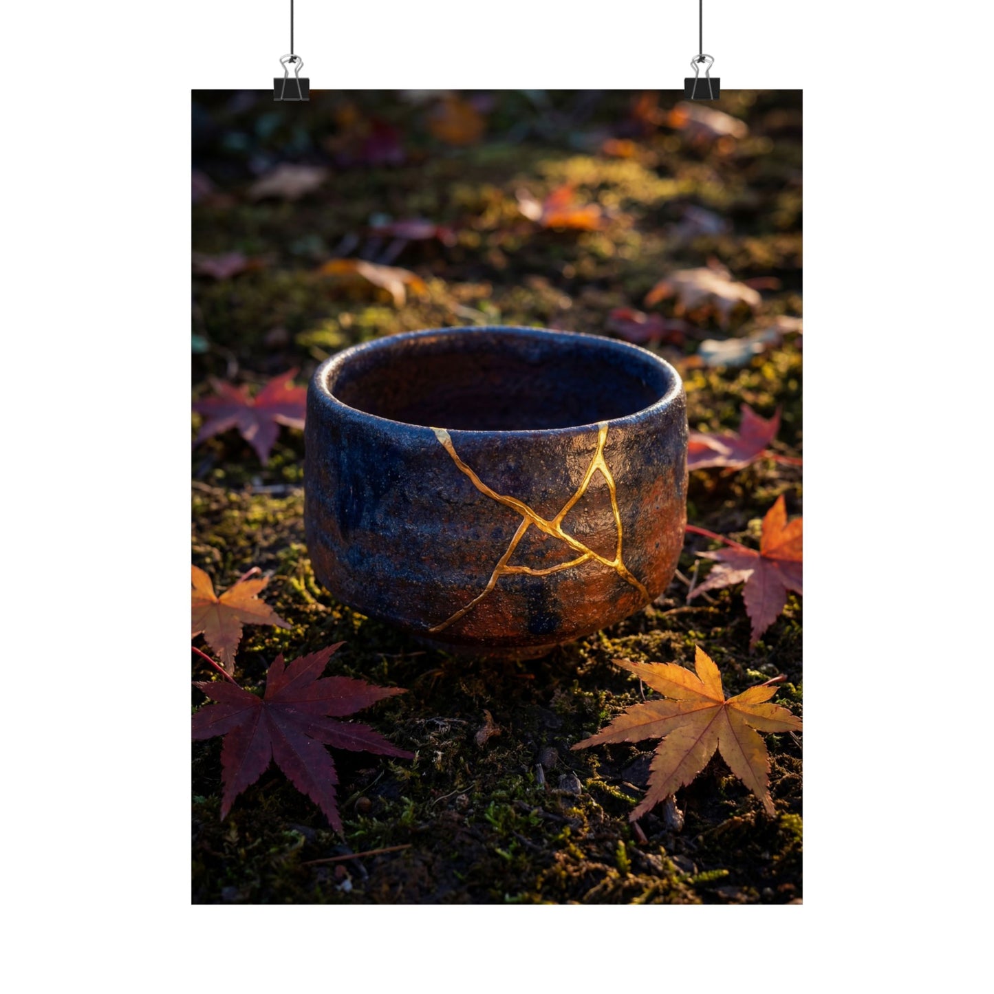 Moonlit Garden Wall Art Print | Autumn Kintsugi Gold Repair Art Art Print