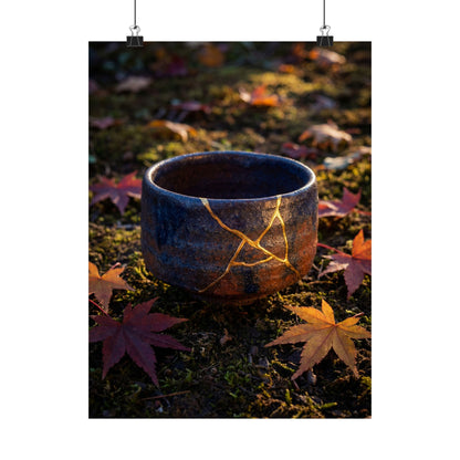 Moonlit Garden Wall Art Print | Autumn Kintsugi Gold Repair Art Art Print