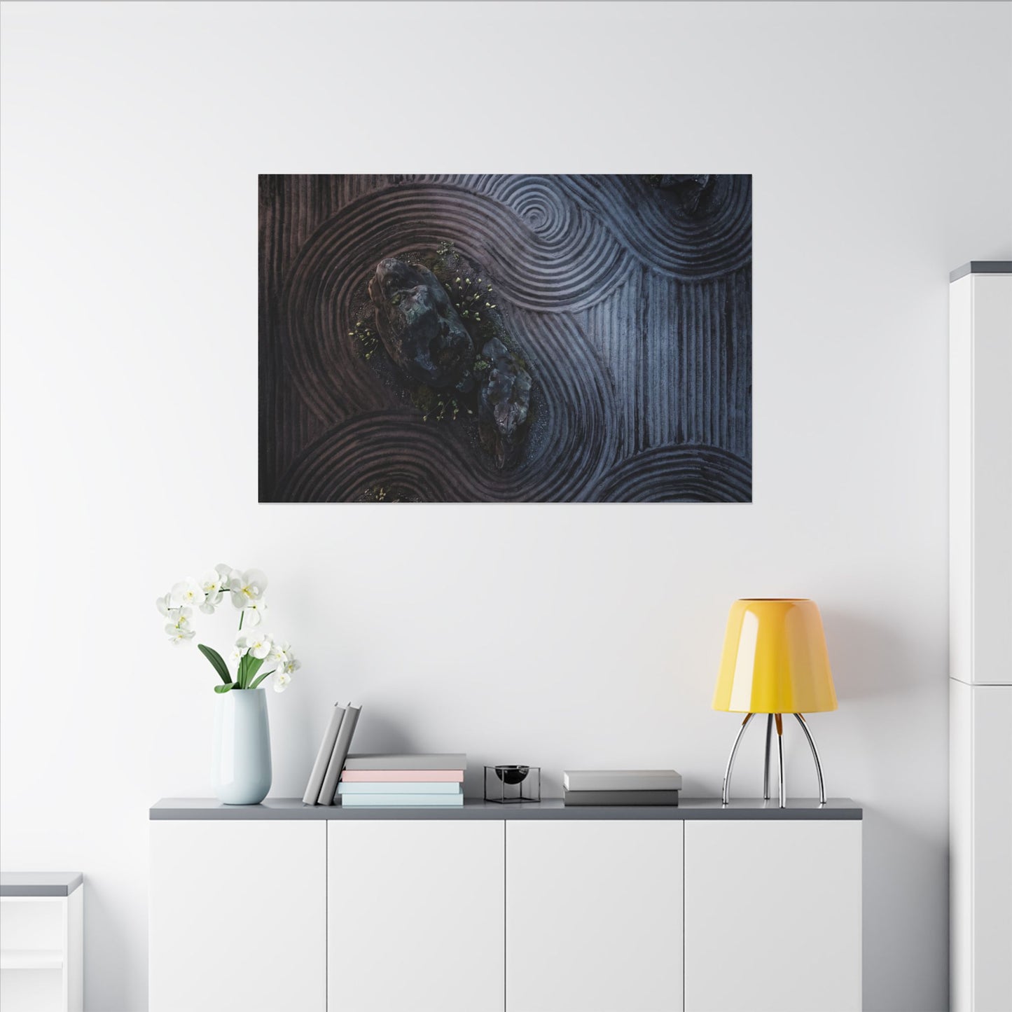 Spring Rock Garden Charcoal Ink Canvas Art | Bold Decor