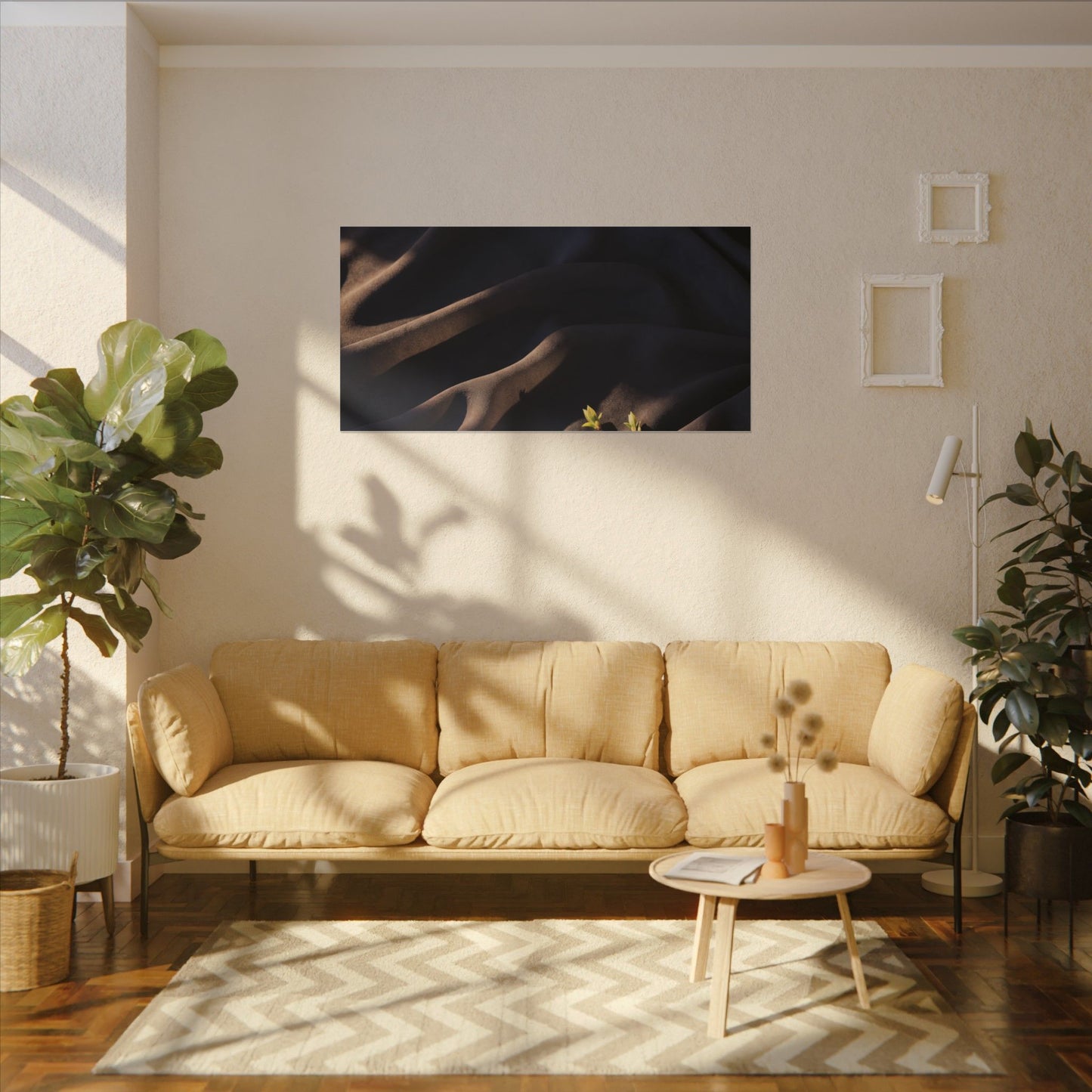 Silk Drape Shadow Zen Canvas Art | Luxurious Dark Japandi Art