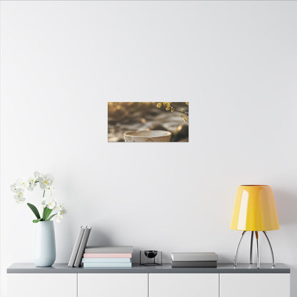 Neutral Ceramic Bowl Canvas Art - Japanese Pattern Japandi