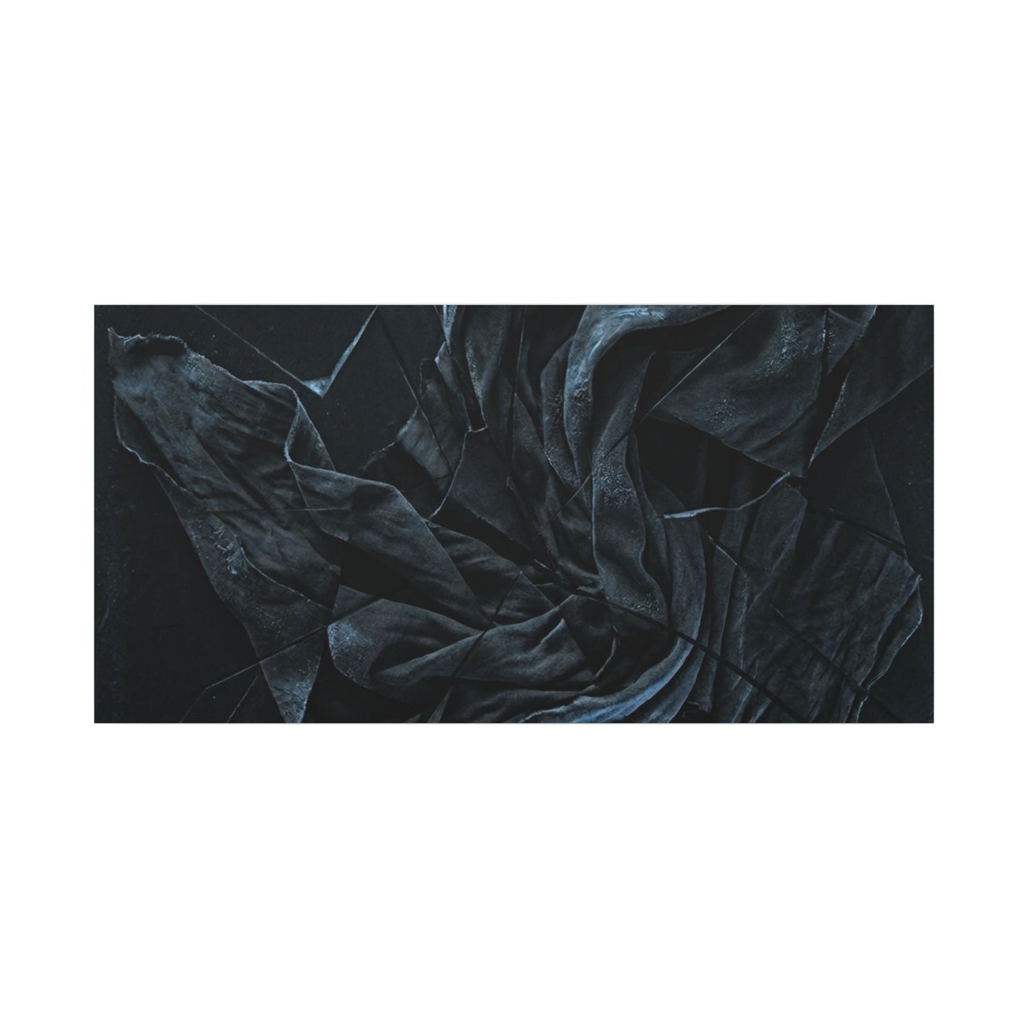 Dark Japandi Silk Drape in Moonlight | Moody Minimal Canvas Art