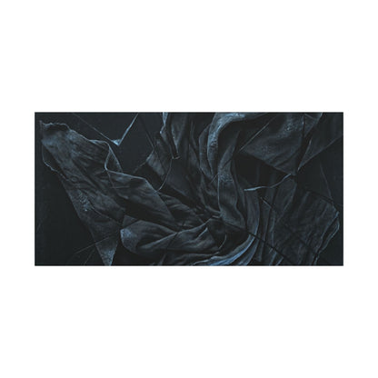 Dark Japandi Silk Drape in Moonlight | Moody Minimal Canvas Art