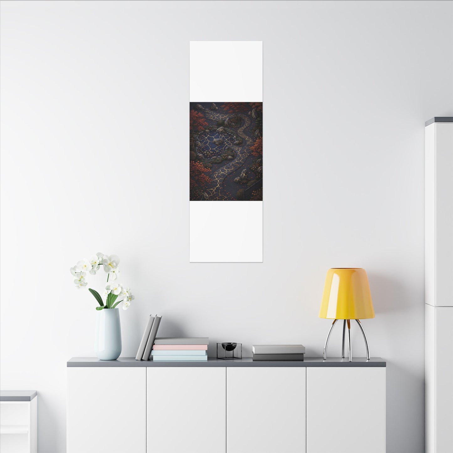 Moonlit Garden Gold Vein Canvas Art | Resilient Kintsugi Art
