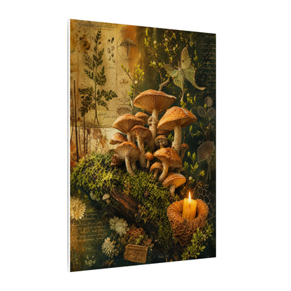 Spring Wild Mushrooms Herbarium Canvas Art | Earthy Decor
