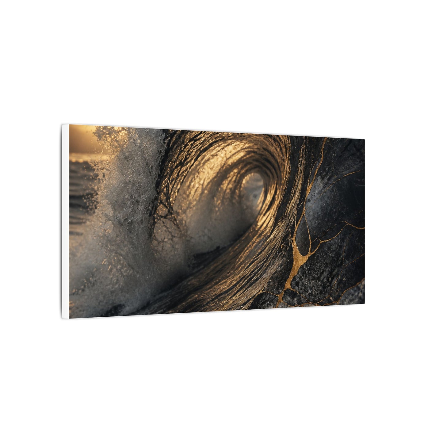 Kanso Ocean Wave Canvas Art - Kintsugi Gold Vein