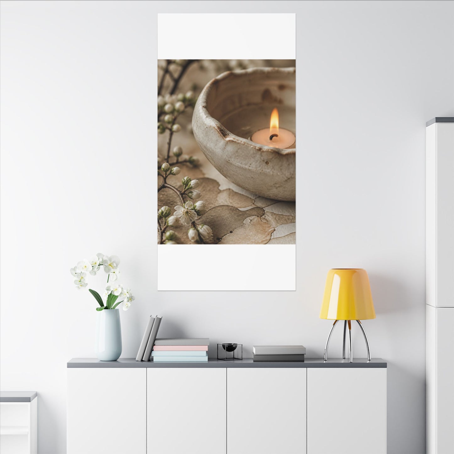 Kanso Ceramic Bowl Canvas Art - Japandi Watercolor