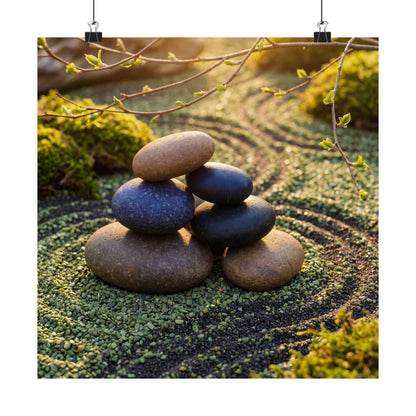River Stones Spring Wall Art Print | Zen Contemplative Design