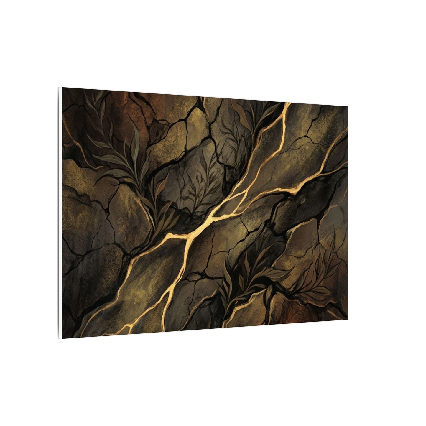 Cracked Earth Charcoal Ink Canvas Art | Bold Dark Japandi Art