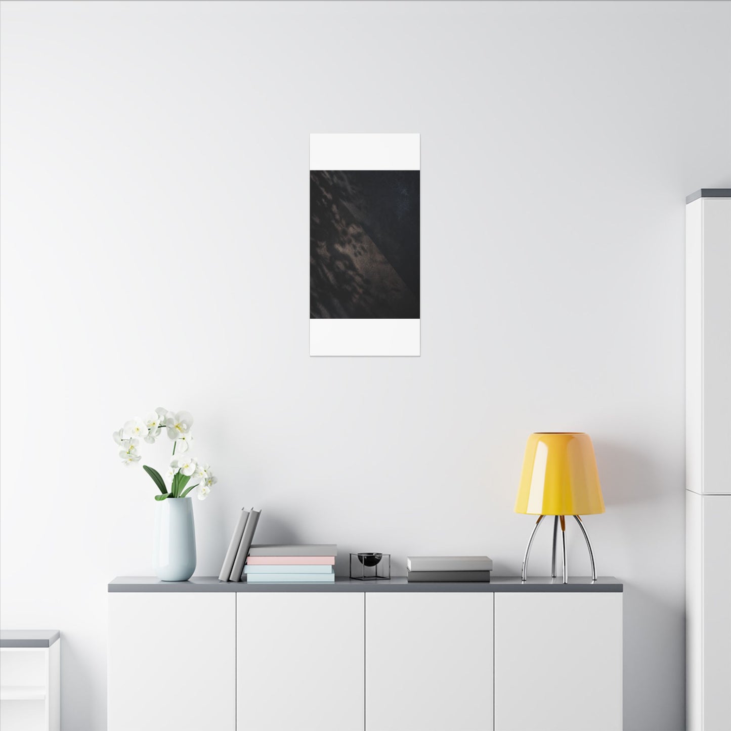 Shadow Play Winter Canvas Art | Dark Japandi Moody Design