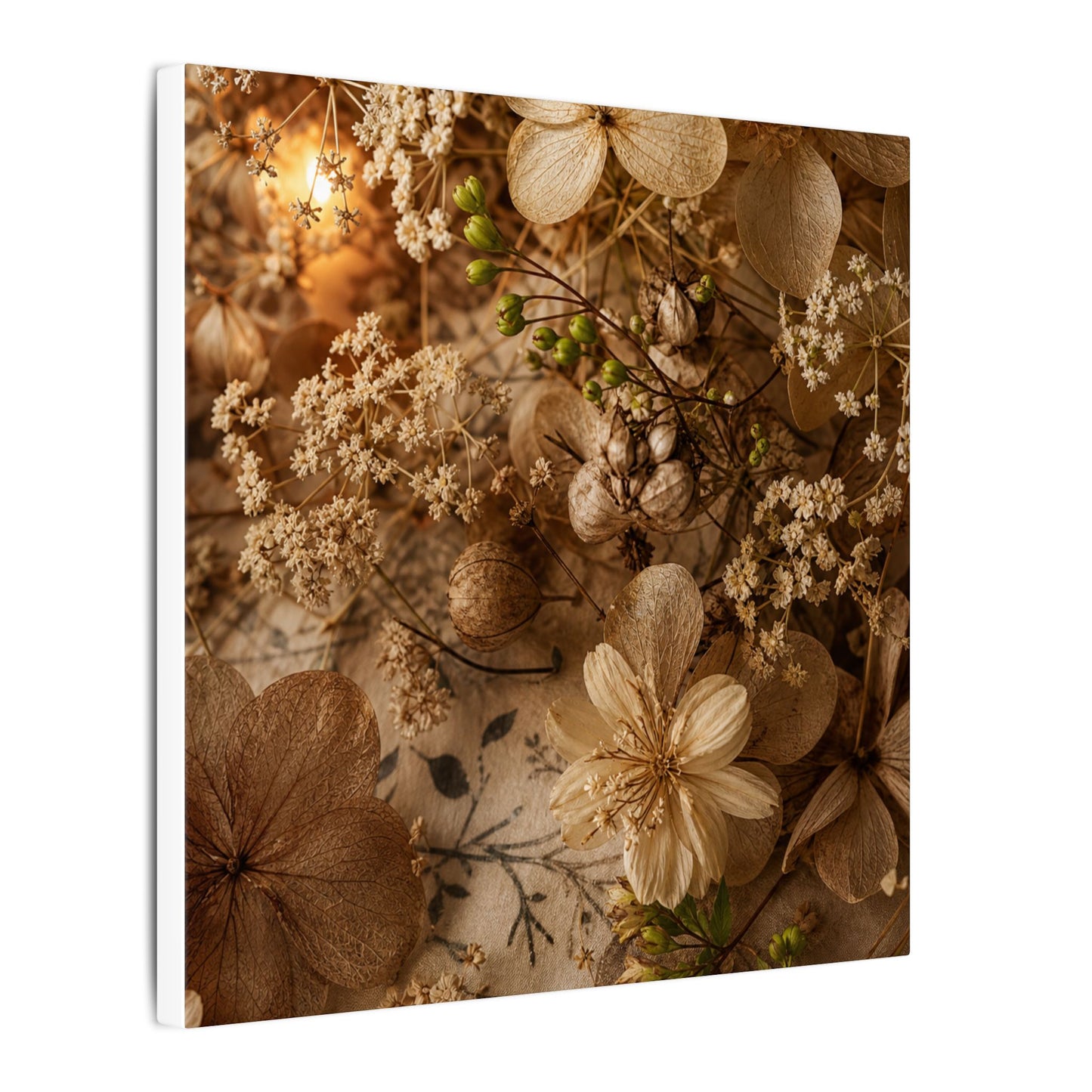 Spring Dried Flowers Japanese Pattern Canvas Art | Earthy Decor