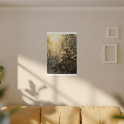 Wild Mushrooms Canvas Art | Spring Japandi Watercolor Art