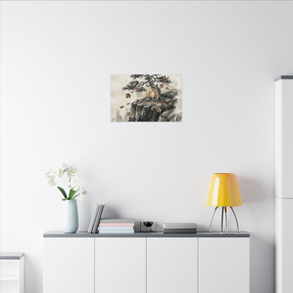 Pine Tree Autumn Canvas Art | Japandi Earthy Design