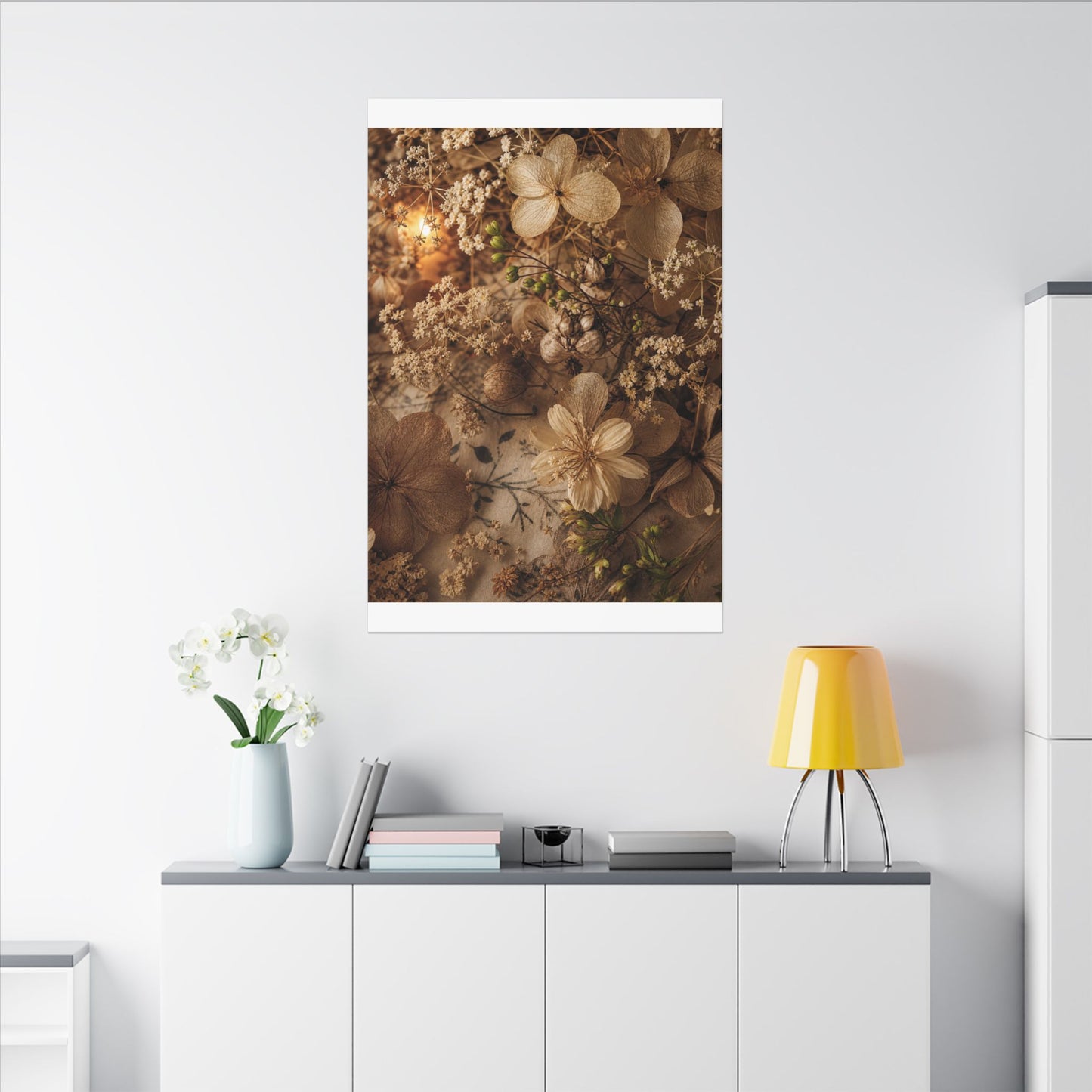 Spring Dried Flowers Japanese Pattern Canvas Art | Earthy Decor