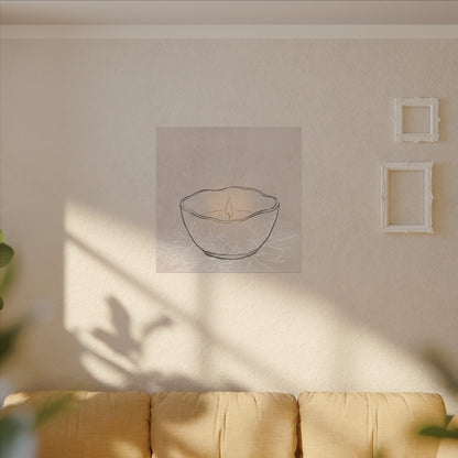 Ceramic Bowl Minimal Line Canvas Art | Neutral Japandi Art