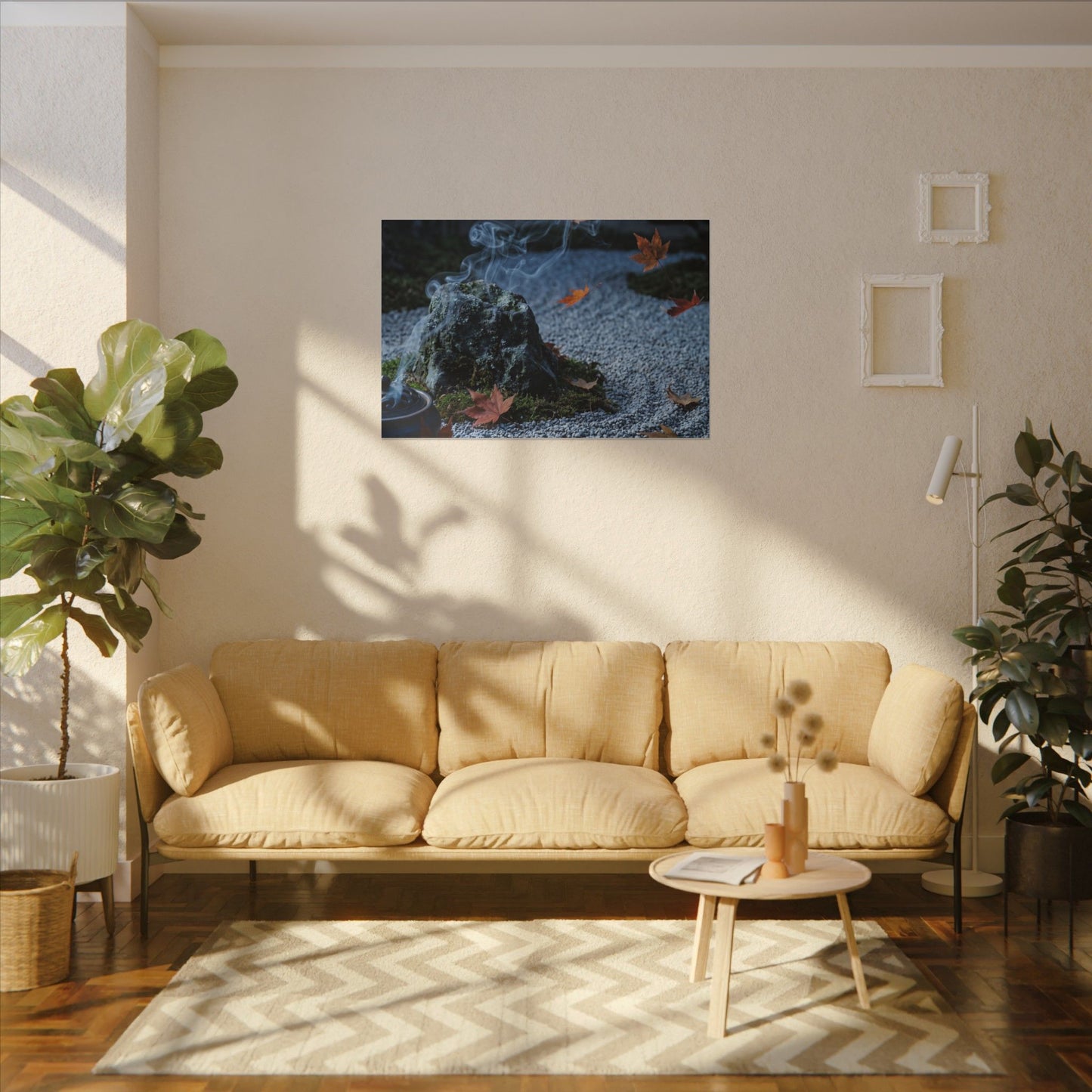 Autumn Incense Smoke Karesansui Canvas Art | Calm Decor