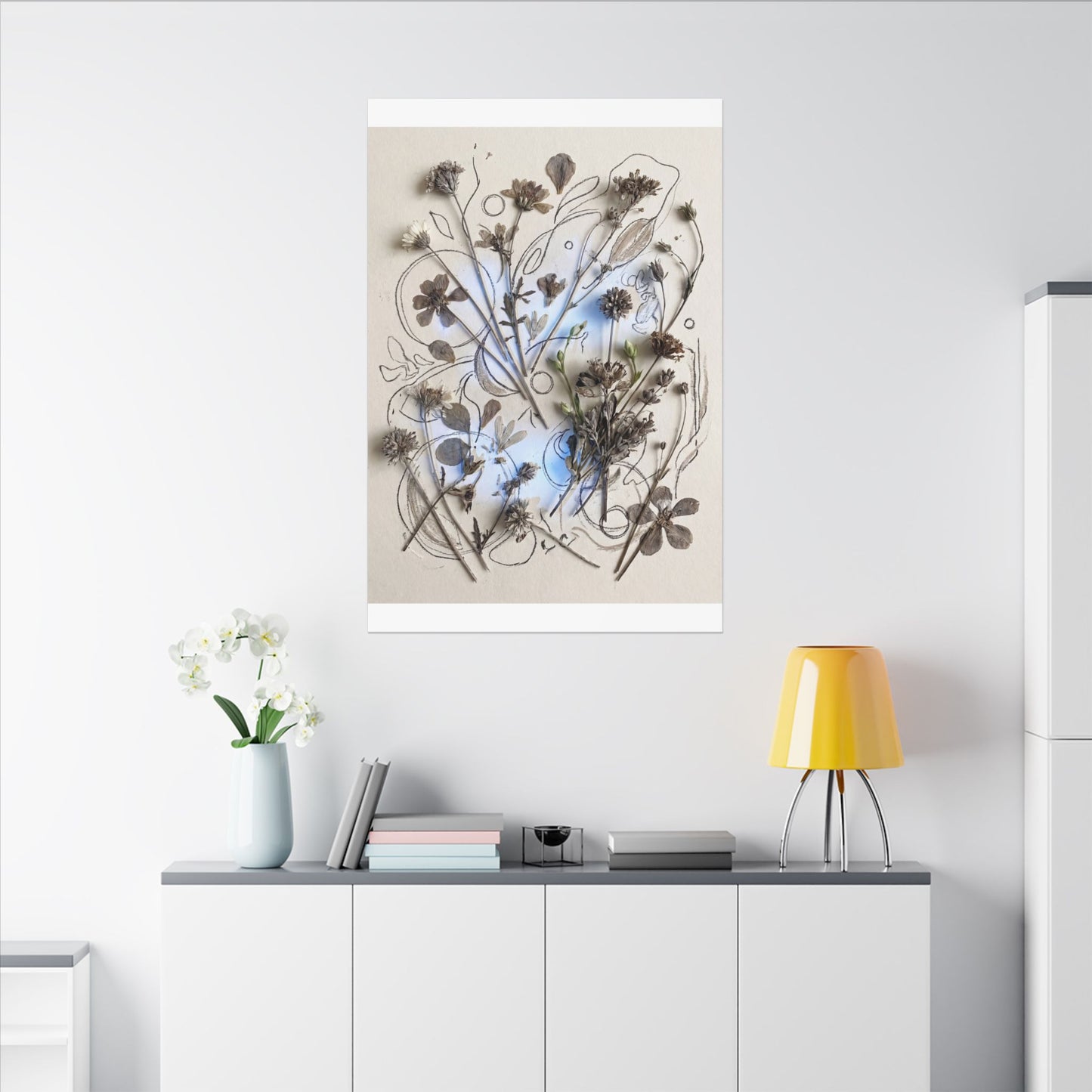 Dried Flowers Minimal Line Canvas Art | Elegant Japandi Art