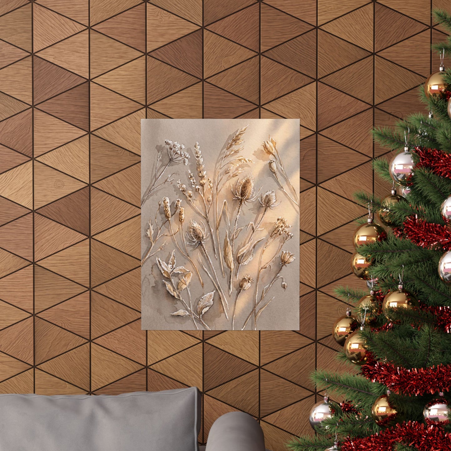 Dried Flowers Winter Wall Art Print | Japandi Earthy Design