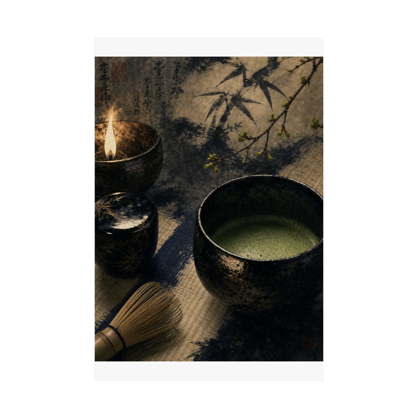 Tea Ceremony Sumi E Wall Art Print | Contemplative Zen Art