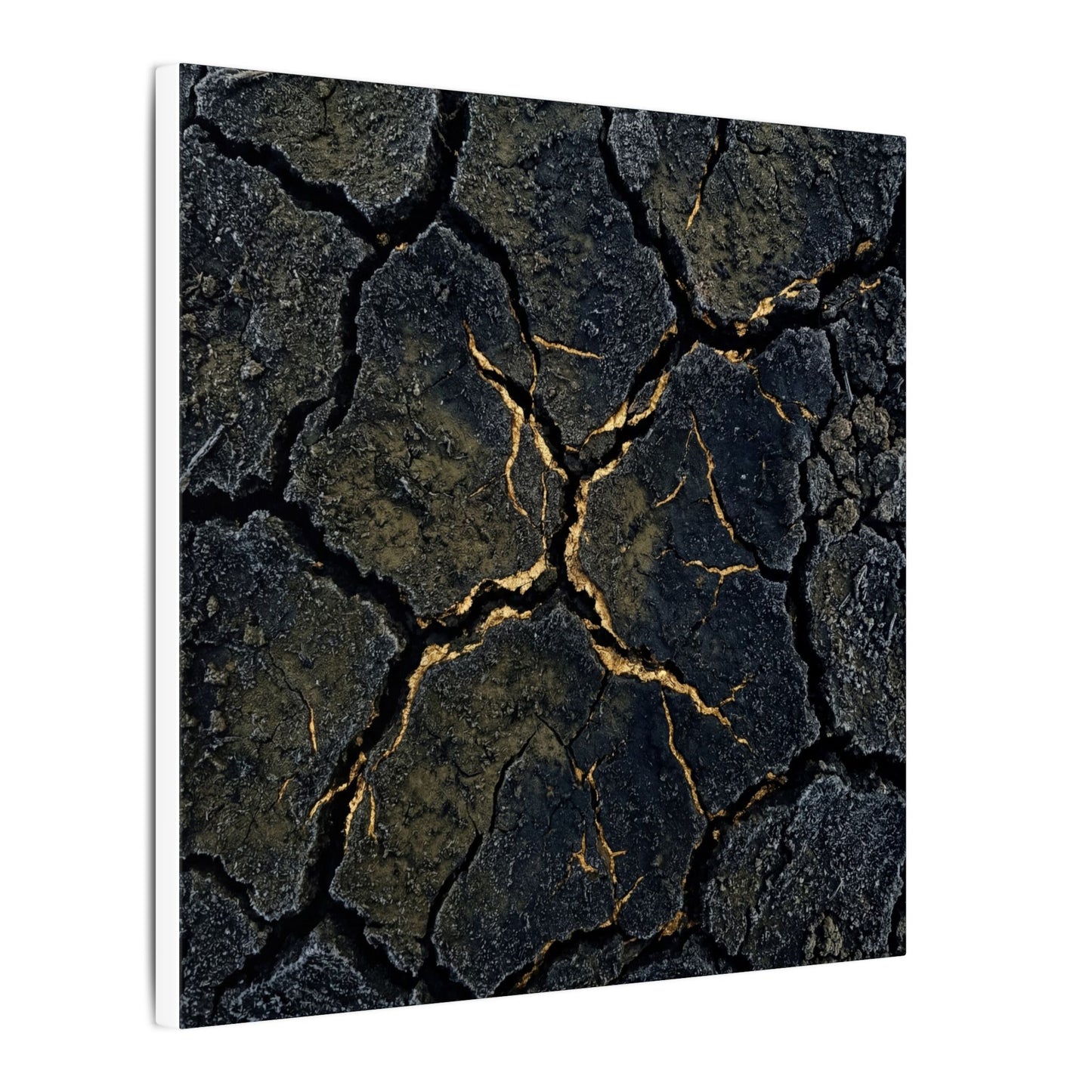 Overcast Cracked Earth Canvas Art - Dark Japandi Ma