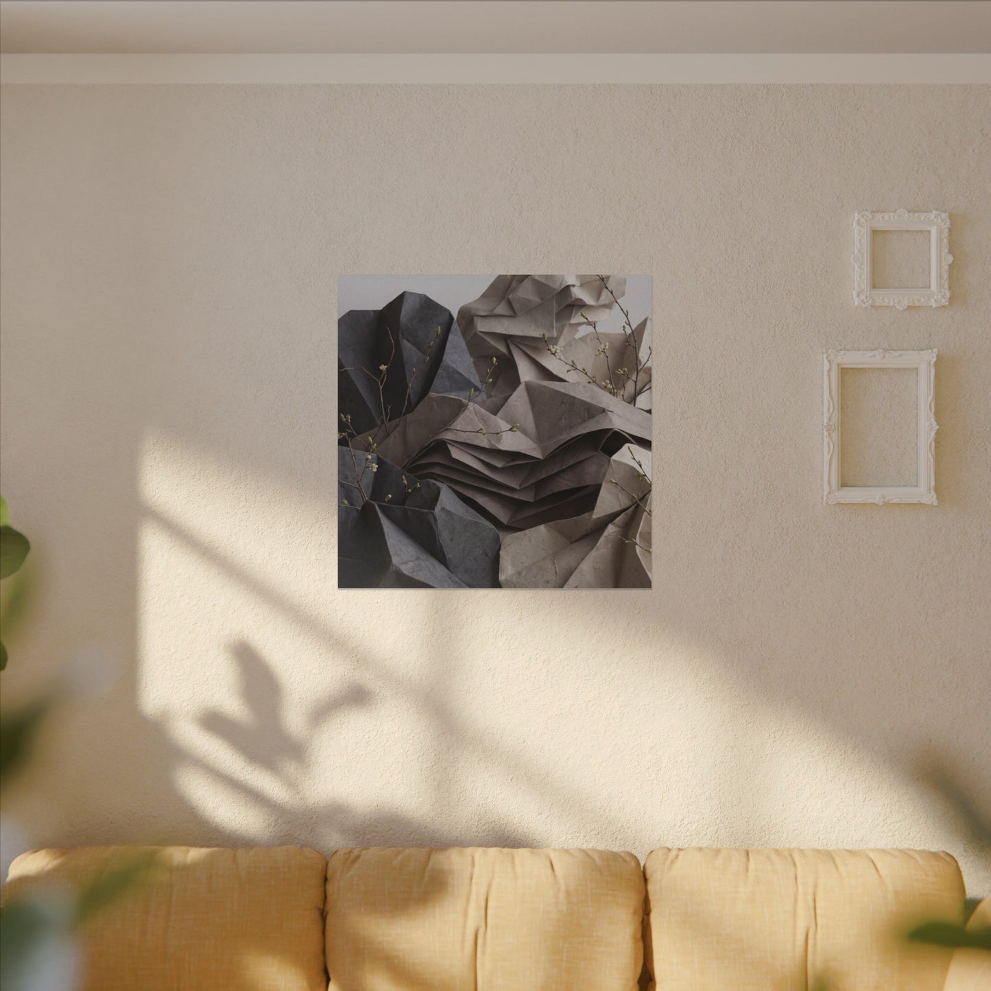 Neutral Paper Fold Canvas Art - Texture Japandi