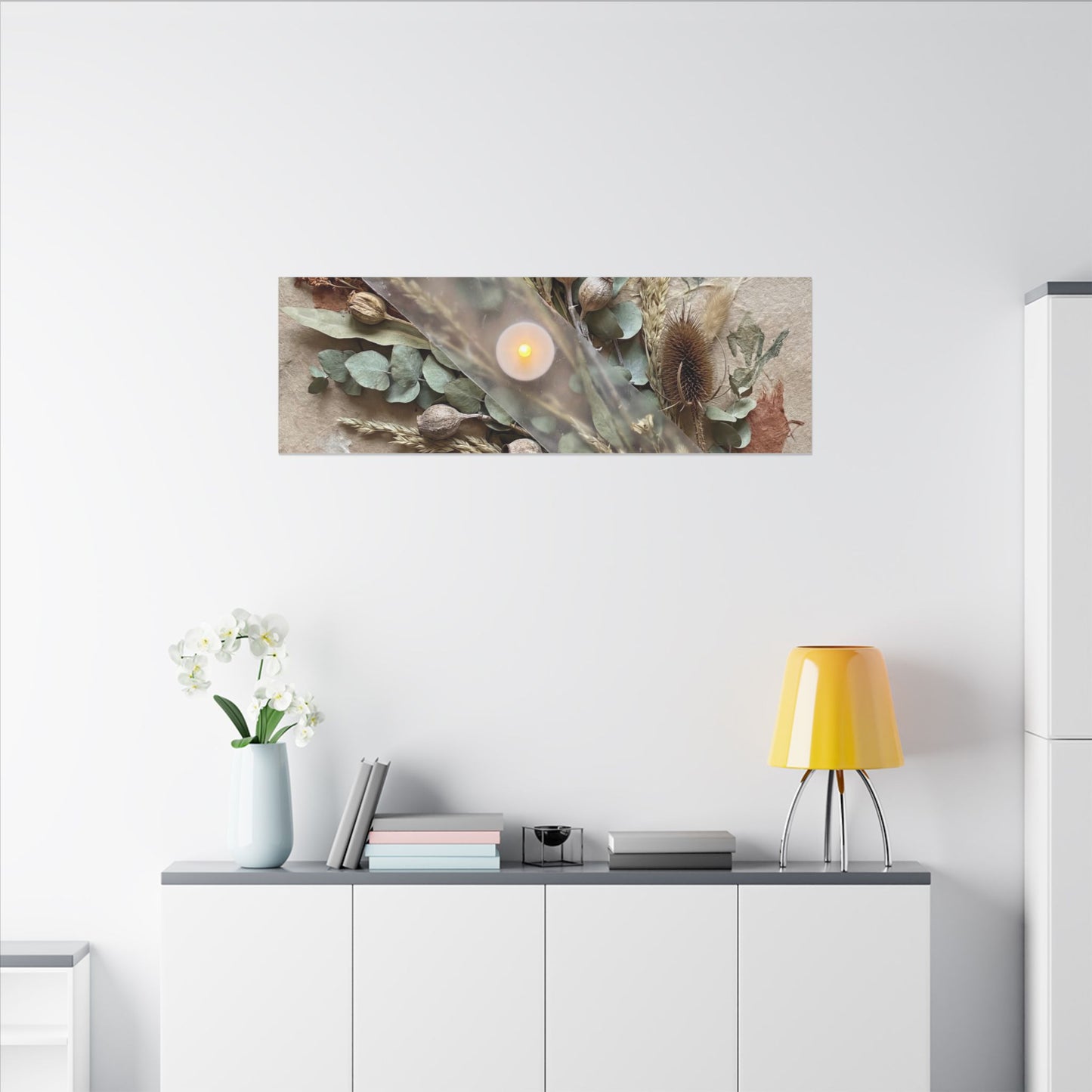Candlelight Dried Flowers Canvas Art - Japandi Kanso