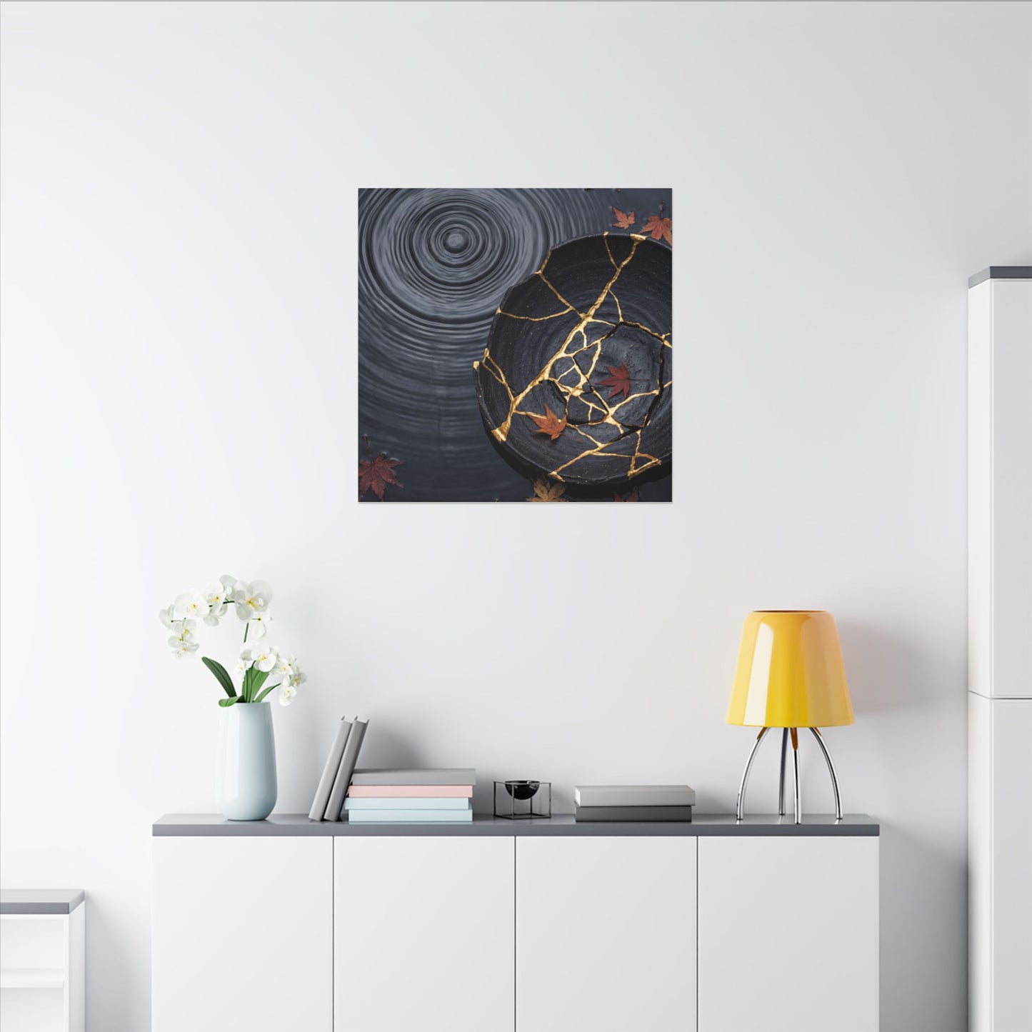 Philosophical Water Ripple Canvas Art - Gold Repair Kintsugi