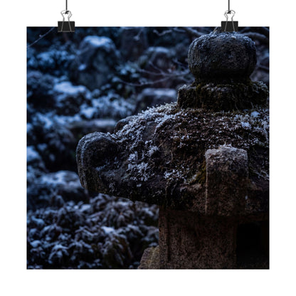 Winter Stone Lantern Shadow Zen Wall Art Print | Atmospheric Decor Art Print