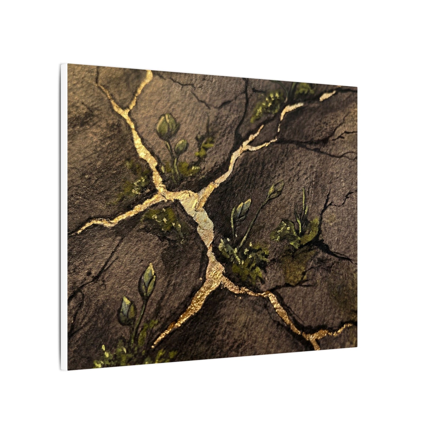Spring Cracked Earth Charcoal Ink Canvas Art | Luxurious Decor