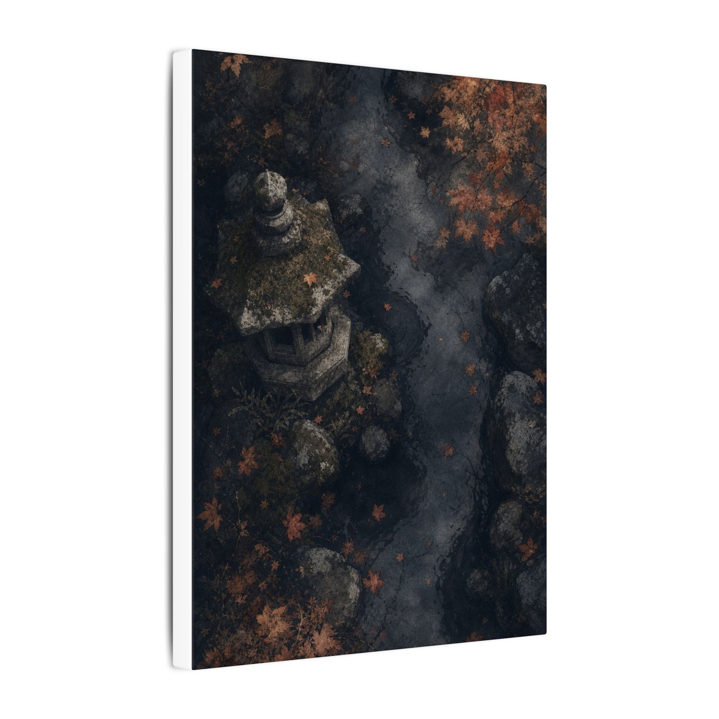 Stone Lantern Canvas Art | Autumn Japandi Texture Art