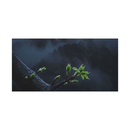 Moonlight Mountain Mist Canvas Art - Dark Japandi Kanso