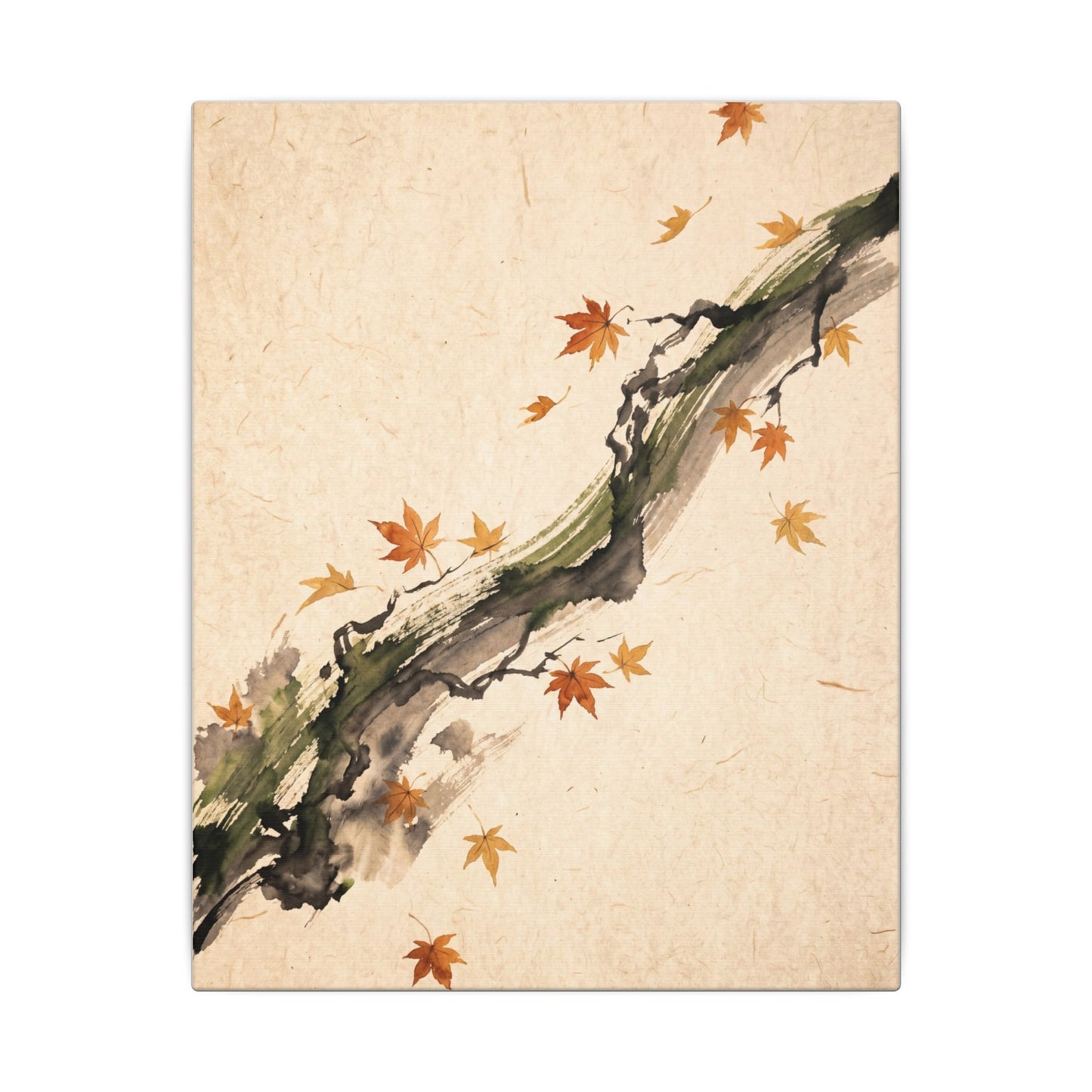Ink Brushstroke Autumn Canvas Art | Zen Calm Design