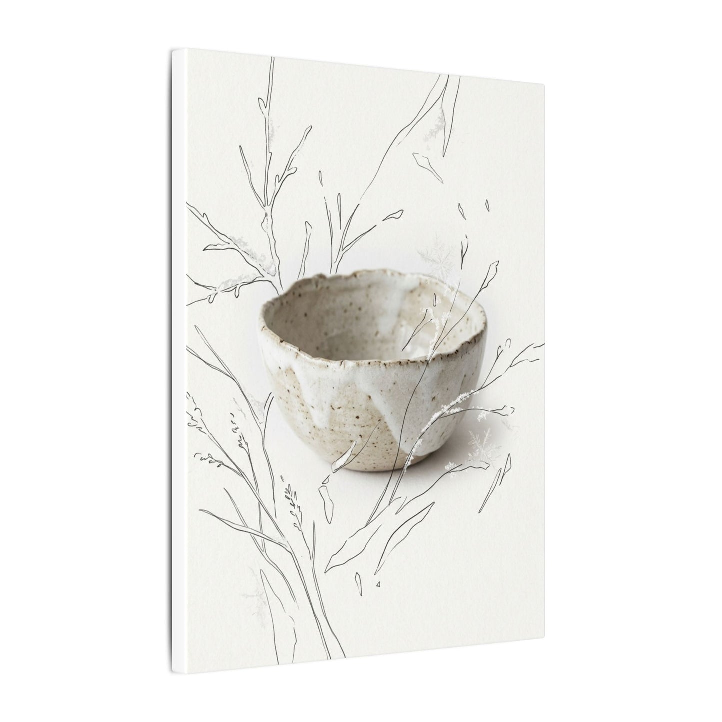 Neutral Ceramic Bowl Canvas Art - Minimal Line Japandi