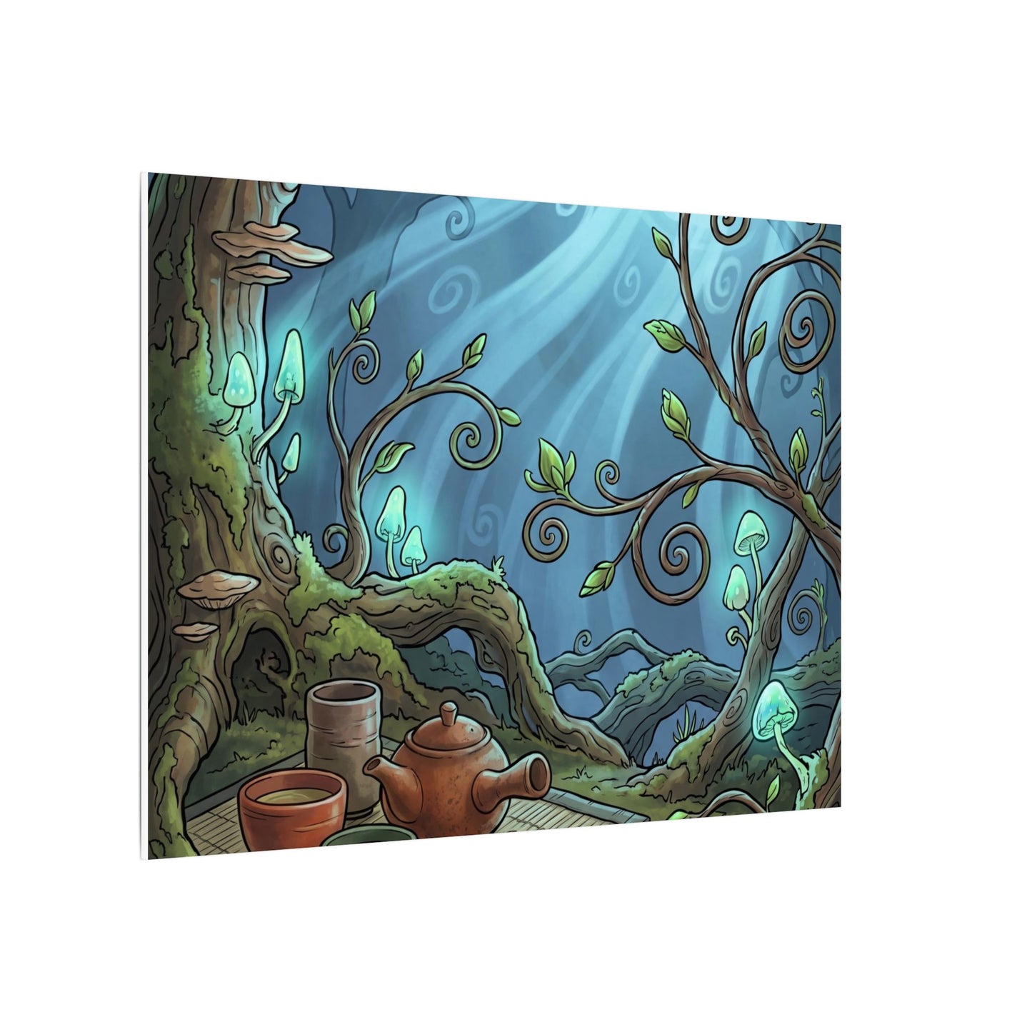 Spring Tea Ceremony Forest Whimsy Canvas Art | Cozy Decor