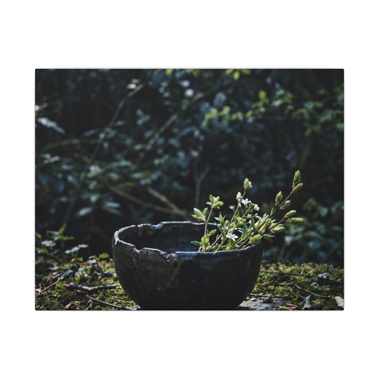 Dappled Ceramic Bowl Canvas Art - Dark Japandi Datsuzoku