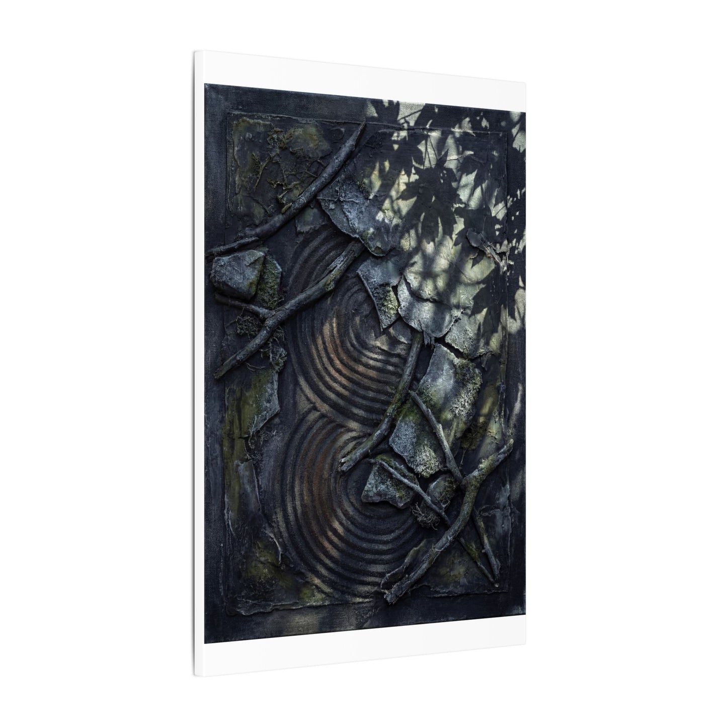 Rock Garden Canvas Art | Winter Dark Japandi Dark Texture Art
