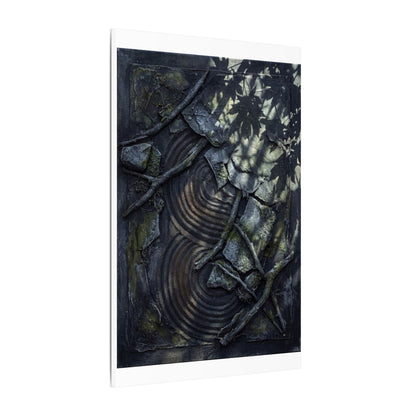 Rock Garden Canvas Art | Winter Dark Japandi Dark Texture Art