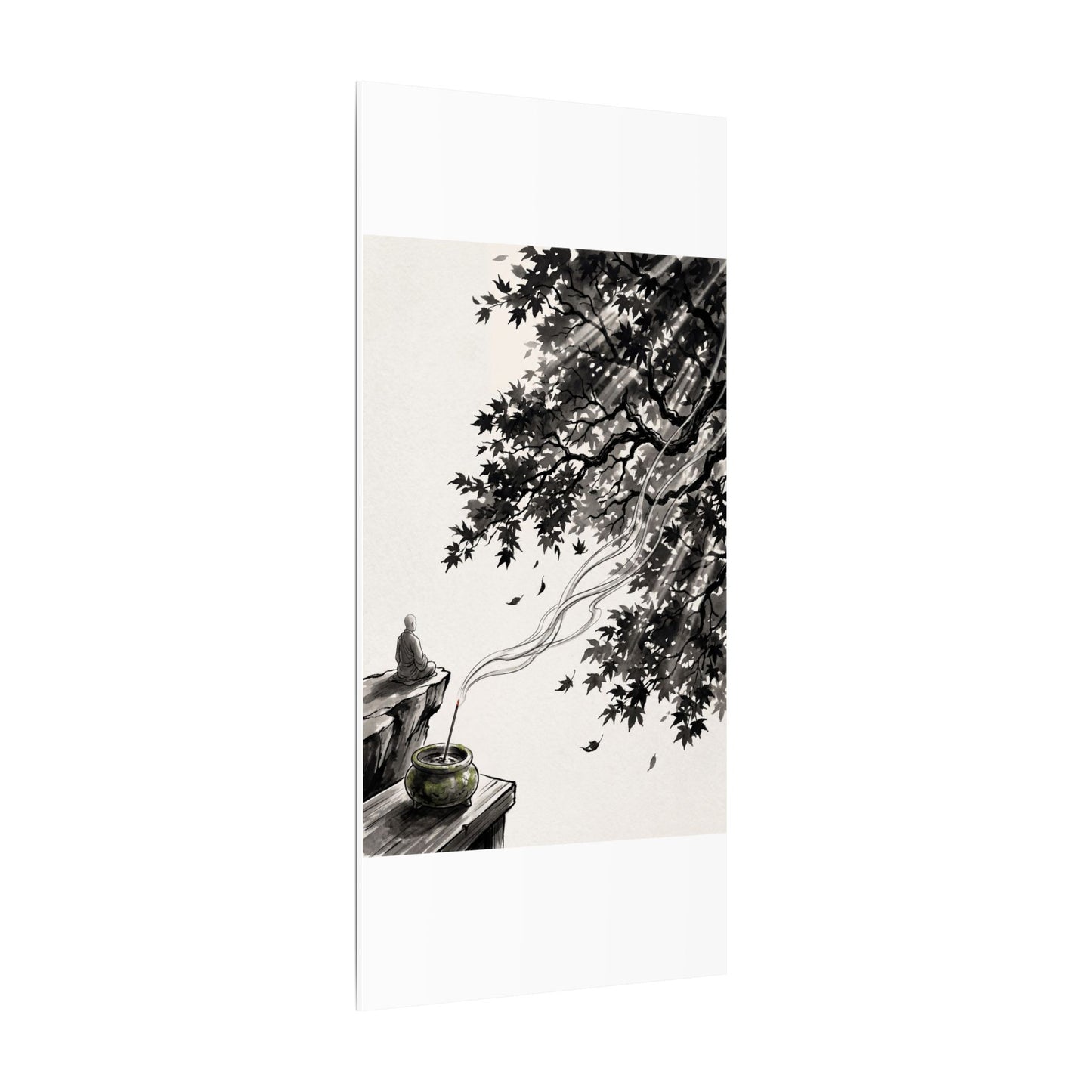 Serene Incense Smoke Canvas Art - Ukiyo E Inspired Zen