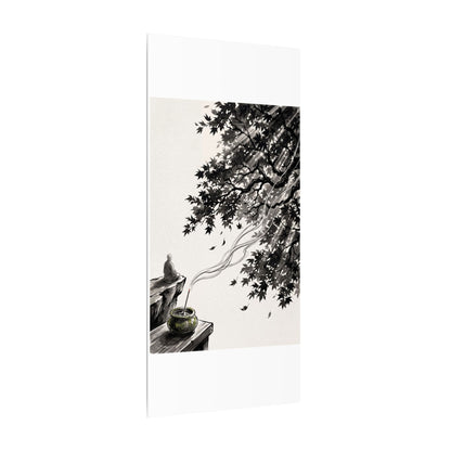 Serene Incense Smoke Canvas Art - Ukiyo E Inspired Zen