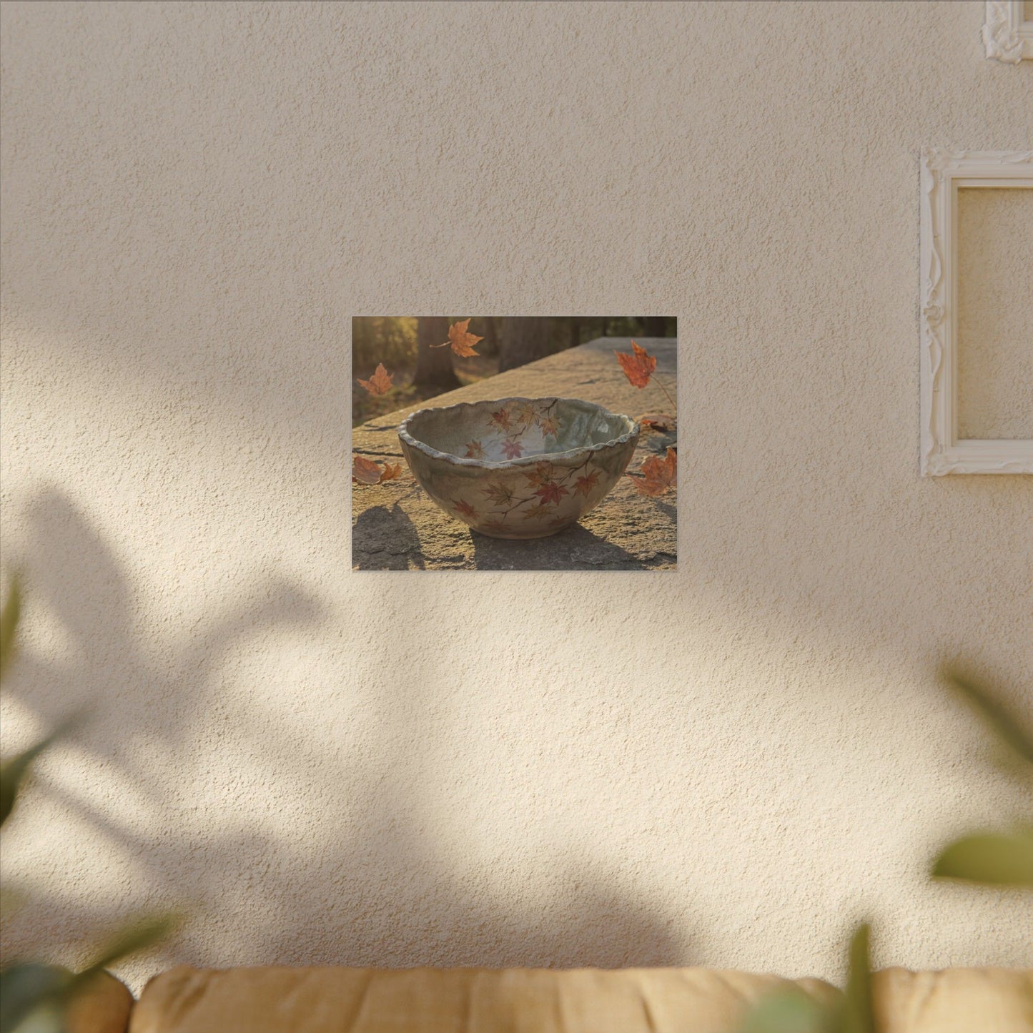 Japandi Ceramic Bowl in Golden Hour | Japanese Pattern Canvas Art