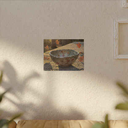 Japandi Ceramic Bowl in Golden Hour | Japanese Pattern Canvas Art