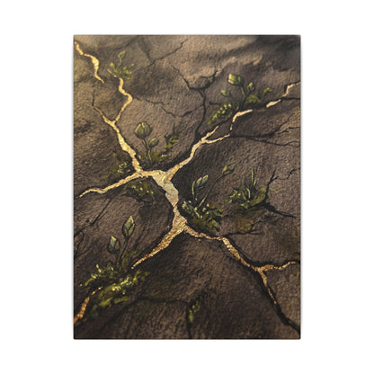Spring Cracked Earth Charcoal Ink Canvas Art | Luxurious Decor
