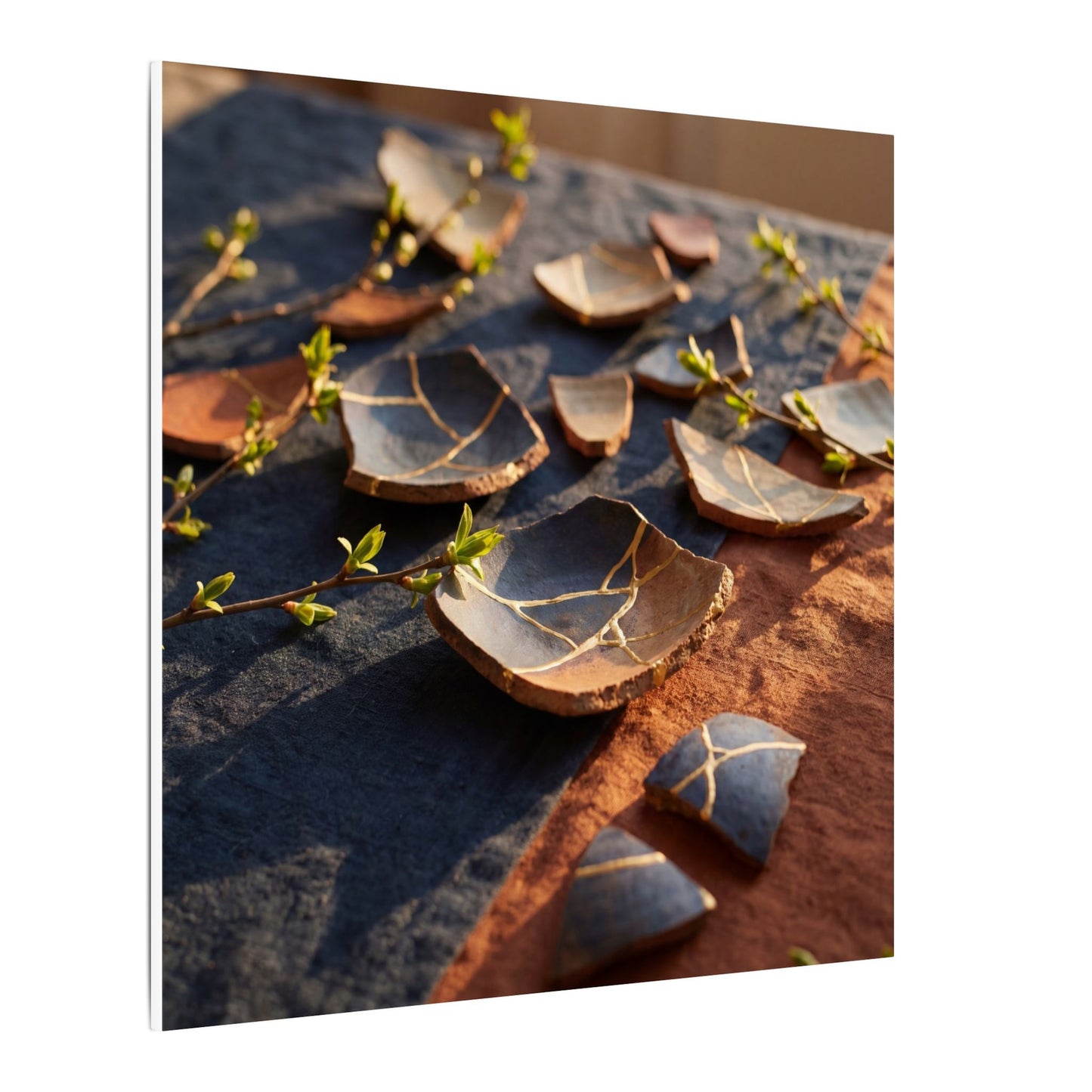 Spring Broken Pottery Gold Vein Canvas Art | Philosophical Decor