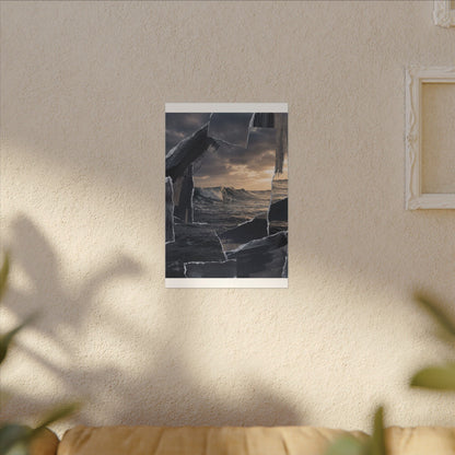 Fukinsei Ocean Wave Canvas Art - Dark Japandi Shadow Zen