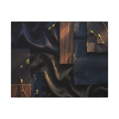 Silk Drape Spring Canvas Art | Dark Japandi Moody Design