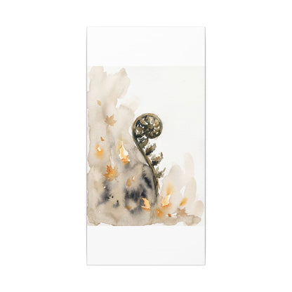 Fern Unfurling Watercolor Canvas Art | Earthy Japandi Art