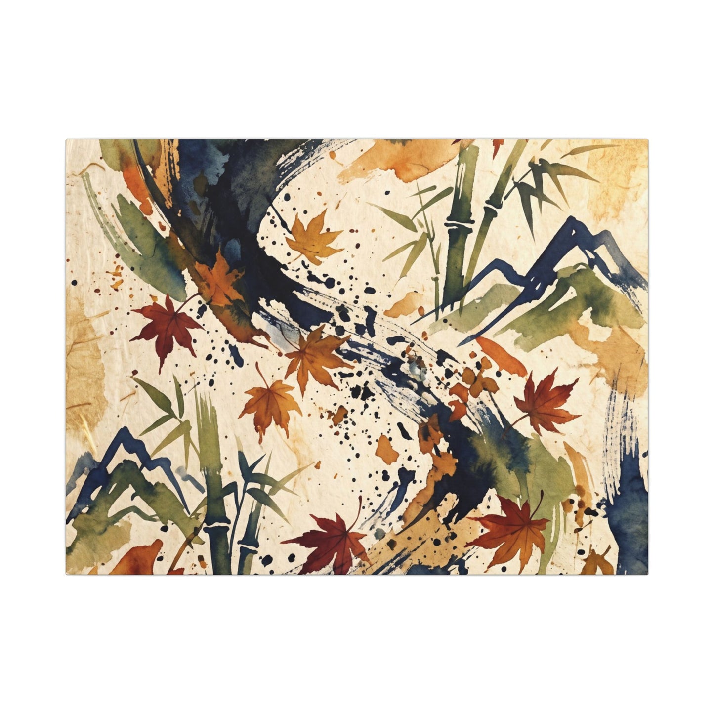 Golden Hour Ink Brushstroke Canvas Art - Zen Shibui