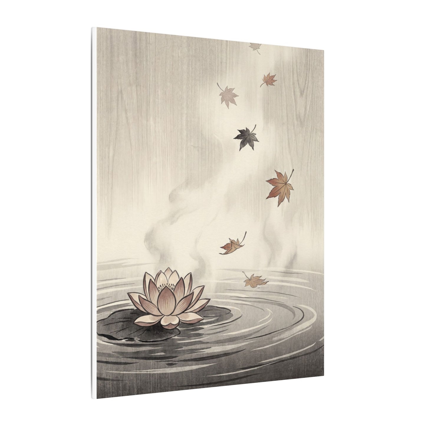 Lotus Flower Canvas Art | Autumn Zen Ukiyo E Inspired Art