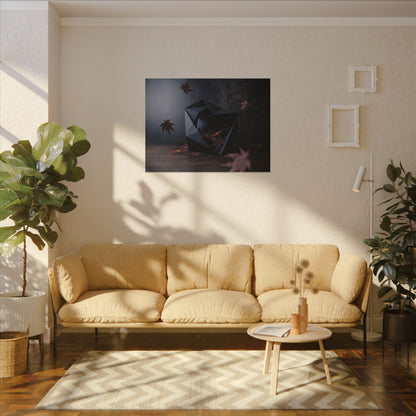 Dark Japandi Paper Fold in Dawn | Shadow Zen Canvas Art
