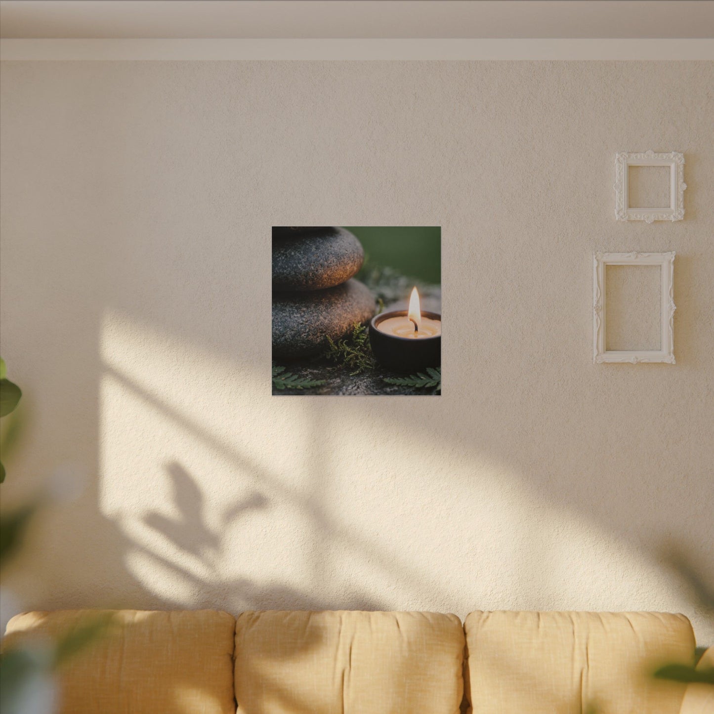 Warm River Stones Canvas Art - Japanese Pattern Japandi